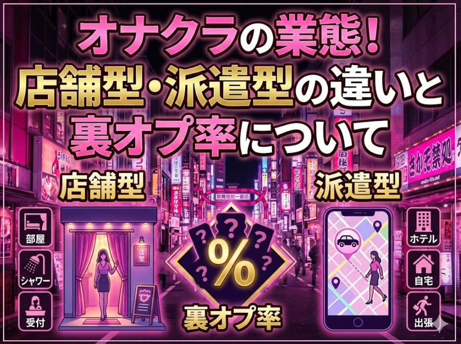 オナクラの業態！店舗型・派遣型の違いと裏オプ率について